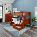 SLOPE UD CP : Bunk Bed Medium Twin over Full Bunk Bed with Underbed Storage Drawer, Panel, Chestnut