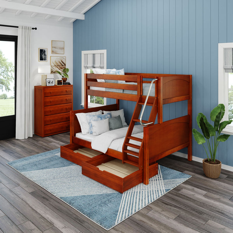 SLOPE UD CP : Bunk Bed Medium Twin over Full Bunk Bed with Underbed Storage Drawer, Panel, Chestnut