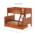 SLOPE UD CP : Bunk Bed Medium Twin over Full Bunk Bed with Underbed Storage Drawer, Panel, Chestnut