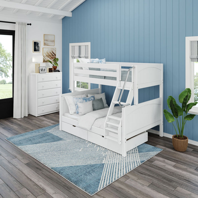 SLOPE UD WP : Bunk Bed Medium Twin over Full Bunk Bed with Underbed Storage Drawer, Panel, White