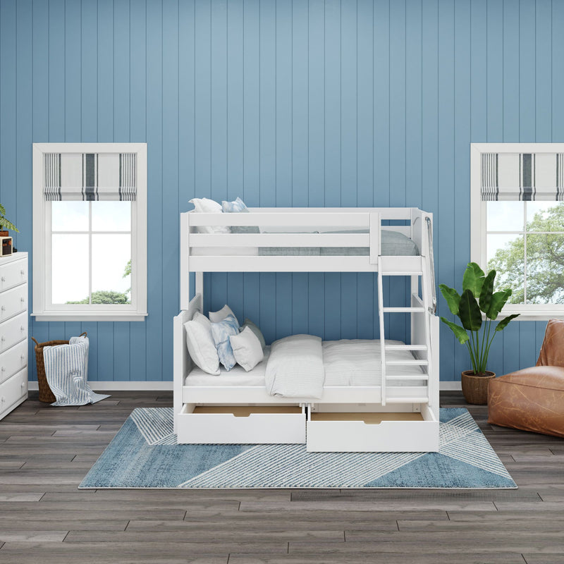 SLOPE UD WP : Bunk Bed Medium Twin over Full Bunk Bed with Underbed Storage Drawer, Panel, White