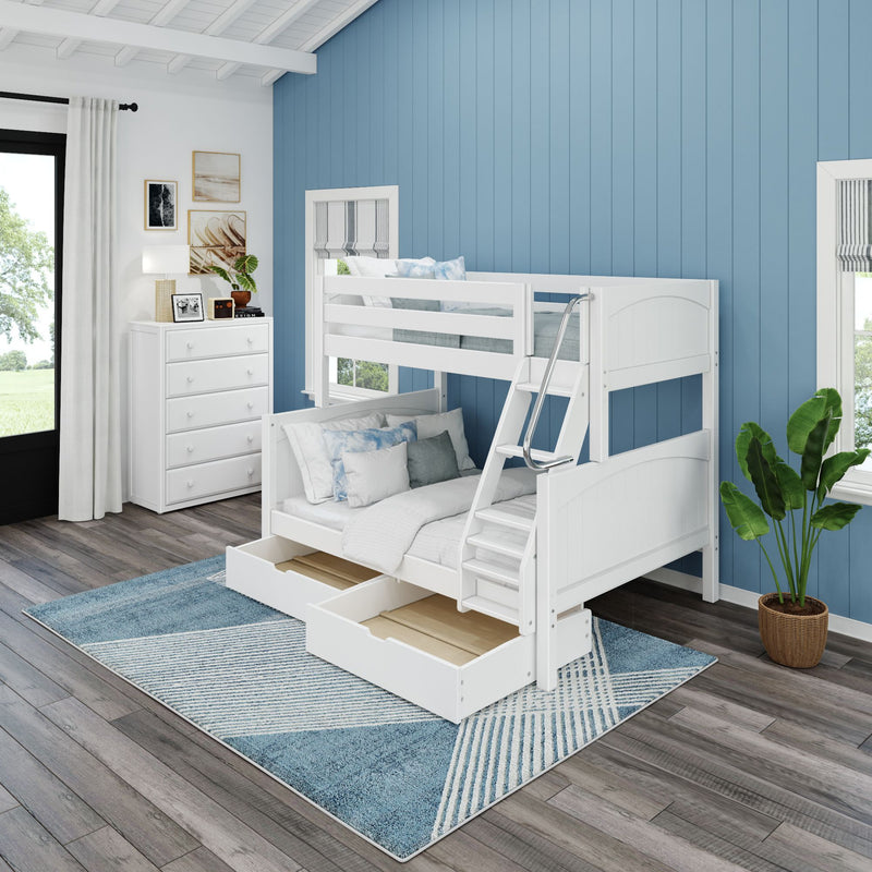 SLOPE UD WP : Bunk Bed Medium Twin over Full Bunk Bed with Underbed Storage Drawer, Panel, White