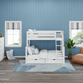 SLOPE UD WP : Bunk Bed Medium Twin over Full Bunk Bed with Underbed Storage Drawer, Panel, White