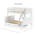 SLOPE UD WP : Bunk Bed Medium Twin over Full Bunk Bed with Underbed Storage Drawer, Panel, White