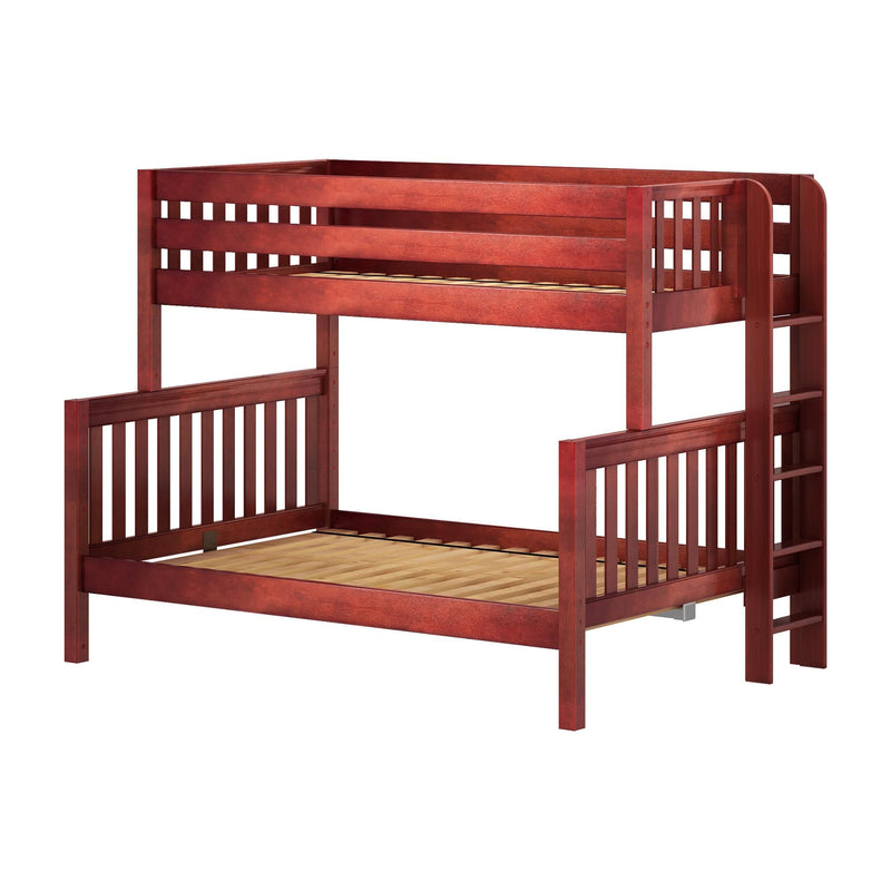 SLOPE XL 1 CS : Bunk Bed Twin XL over Full XL Medium Bunk w/ Straight Ladder on End (Low/Med), Slat, Chestnut