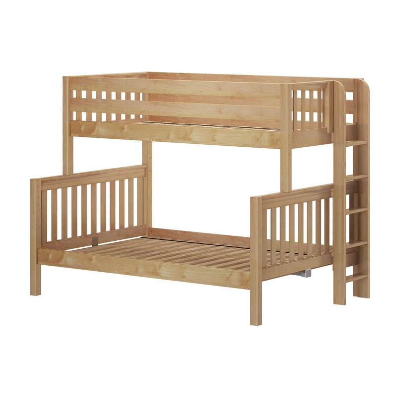 SLOPE XL 1 NS : Bunk Bed Twin XL over Full XL Medium Bunk w/ Straight Ladder on End (Low/Med), Slat, Natural
