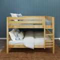 SLURP XL NS : Bunk Bed Full XL Low Bunk Bed with Straight Ladder on Front, Slat, Natural