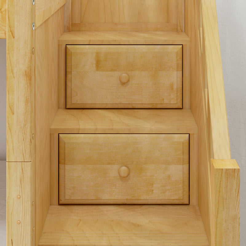 SNIGGLE TR NP : Bunk Bed Twin Low Bunk Bed with Stairs and Slide and Trundle Bed, Panel, Natural