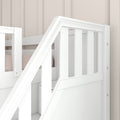 SNIGGLE WP : Bunk Bed Classic Low Twin Bunk Bed with Slide and Stairs on End, Classic White Panel