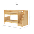 STACKER NP : Bunk Bed Classic Low Twin Bunk Bed with Stairs on End, Natural Birch Panel