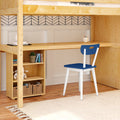 STAR18 NP : Loft Bed Twin High Loft w/staircase, long desk, 22.5" low bookcase, Panel, Natural