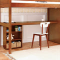 STAR18 XL CP : Loft Bed Twin XL High Loft w/staircase, long desk, 22.5" low bookcase, Panel, Chestnut