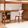 STAR18 XL CS : Loft Bed Twin XL High Loft w/staircase, long desk, 22.5" low bookcase, Slat, Chestnut