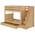 STELLAR TD NP : Bunk Bed Twin Medium Bunk Bed with Stairs and Trundle Drawer, Panel, Natural