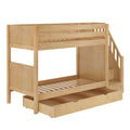 STELLAR TD NP : Bunk Bed Twin Medium Bunk Bed with Stairs and Trundle Drawer, Panel, Natural