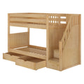 STELLAR UD NP : Bunk Bed Twin Medium Bunk Bed with Stairs and Underbed Storage Drawer, Panel, Natural