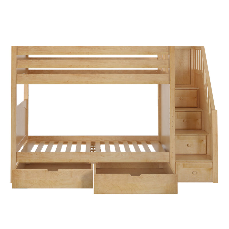 STELLAR UD NP : Bunk Bed Twin Medium Bunk Bed with Stairs and Underbed Storage Drawer, Panel, Natural