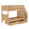 STELLAR UD NP : Bunk Bed Twin Medium Bunk Bed with Stairs and Underbed Storage Drawer, Panel, Natural