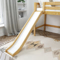 SUGAR NS : Loft Bed Full Mid Loft Bed with Slide and Straight Ladder on Front, Natural Birch Slats