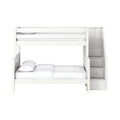 SUMO WP : Bunk Bed Classic Mid Twin over Full Bunk Bed with Stairs on End, Classic White Panel