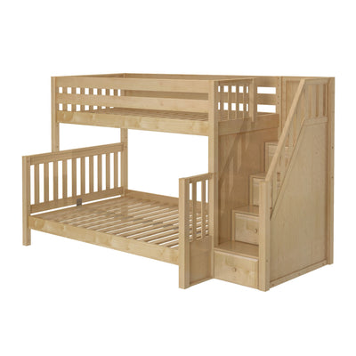 SUMO XL NS : Bunk Bed Medium Twin XL over Full XL Bunk Bed with Stairs, Slat, Natural