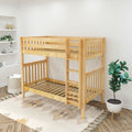 TALL XL NS : Bunk Bed Classic High Twin XL Bunk Bed with Straight Ladder on Front, Natural Birch Slats