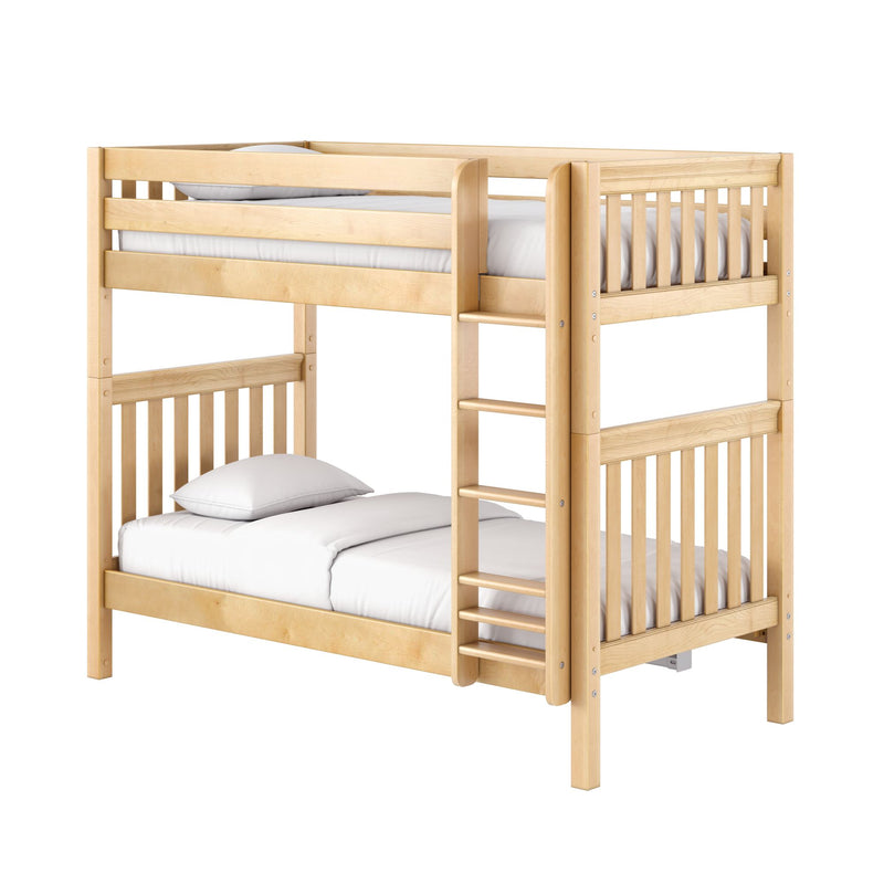 TALL XL NS : Bunk Bed Classic High Twin XL Bunk Bed with Straight Ladder on Front, Natural Birch Slats