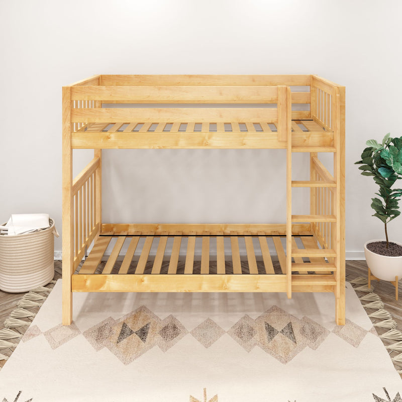 TALL XL NS : Bunk Bed Classic High Twin XL Bunk Bed with Straight Ladder on Front, Natural Birch Slats
