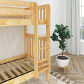 TALL XL NS : Bunk Bed Classic High Twin XL Bunk Bed with Straight Ladder on Front, Natural Birch Slats