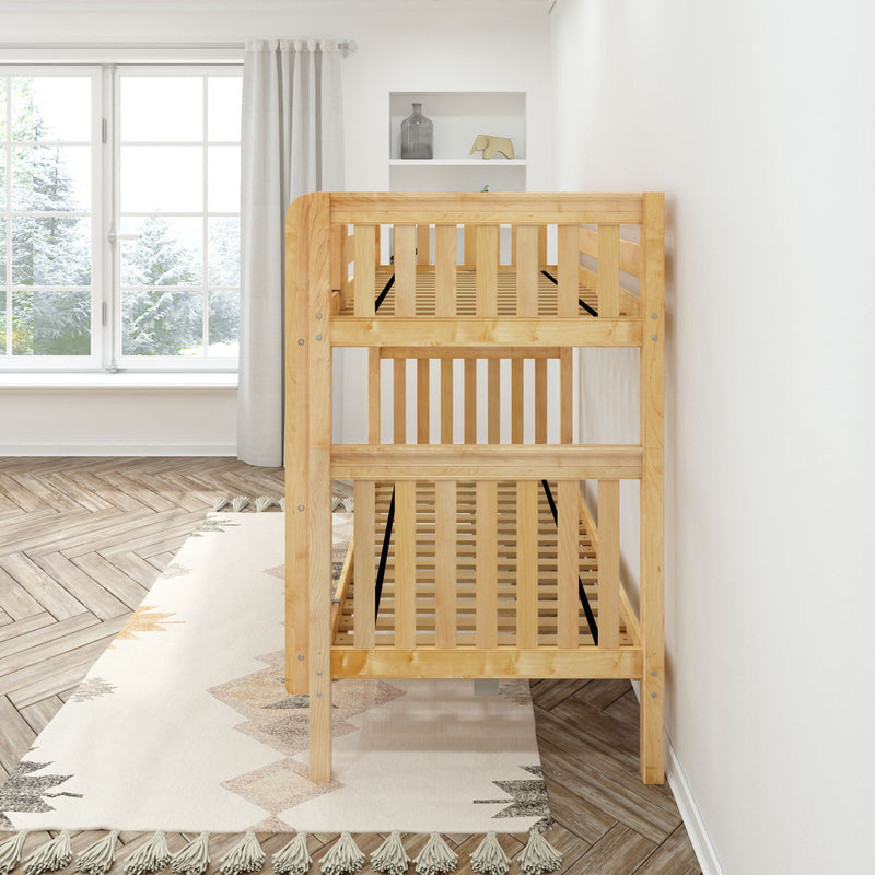 TALL XL NS : Bunk Bed Classic High Twin XL Bunk Bed with Straight Ladder on Front, Natural Birch Slats