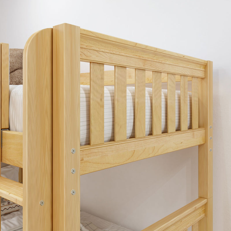 TERTIARY NS : Corner Loft Bunk Twin Medium Corner Loft Bunk Bed with Ladder + Stairs - R, Slat, Natural