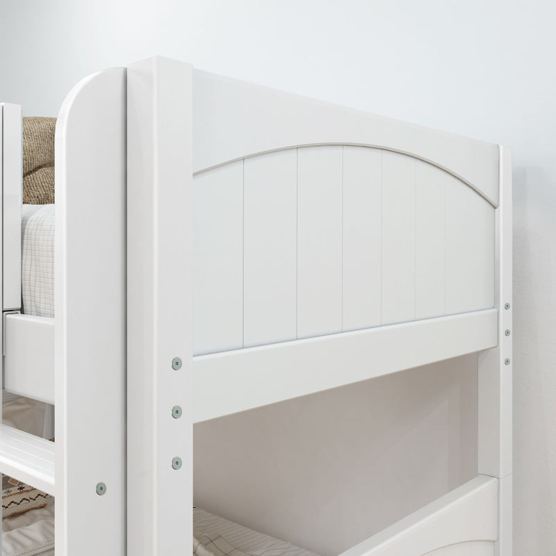 TERTIARY XL WP : Corner Loft Bunk Twin XL Medium Corner Loft Bunk Bed with Angled Ladder and Stairs on Right, Panel, Natural