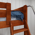 TRIFID CP : Corner Loft Bunk Twin Mid Corner Loft Bunk with Left Straight Ladder + Right Angled Ladder on Front, Chestnut Panel
