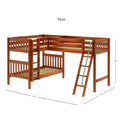 TRIFID CS : Corner Loft Bunk Twin Mid Corner Loft Bunk with Left Straight Ladder + Right Angled Ladder on Front, Chestnut Slats