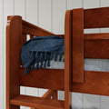 TRIFID CS : Corner Loft Bunk Twin Mid Corner Loft Bunk with Left Straight Ladder + Right Angled Ladder on Front, Chestnut Slats