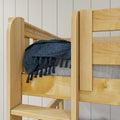 TRIFID NS : Corner Loft Bunk Twin Mid Corner Loft Bunk with Left Straight Ladder + Right Angled Ladder on Front, Natural Birch Slats