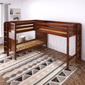 TRIFID XL 1 CP : Corner Loft Bunk Twin XL Mid Corner Loft Bunk with Two Straight Ladders on End, Chestnut Panel