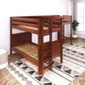 TRIFID XL 1 CP : Corner Loft Bunk Twin XL Mid Corner Loft Bunk with Two Straight Ladders on End, Chestnut Panel