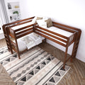 TRIFID XL 1 CS : Corner Loft Bunk Twin XL Mid Corner Loft Bunk with Two Straight Ladders on End, Chestnut Slats