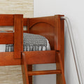 TRIFID XL CP : Corner Loft Bunk Twin XL Mid Corner Loft Bunk with Left Straight Ladder + Right Angled Ladder on Front, Chestnut Panel