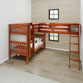 TRIFID XL CS : Corner Loft Bunk Twin XL Mid Corner Loft Bunk with Left Straight Ladder + Right Angled Ladder on Front, Chestnut Slats
