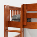 TRIFID XL CS : Corner Loft Bunk Twin XL Mid Corner Loft Bunk with Left Straight Ladder + Right Angled Ladder on Front, Chestnut Slats