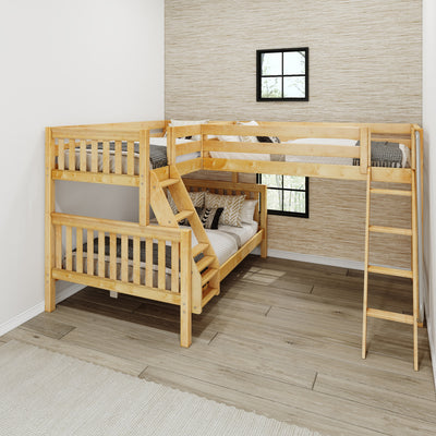 TRINITY XL NS : Corner Loft Bunk Medium Twin XL over Full XL Corner Loft Bunk Bed, Natural