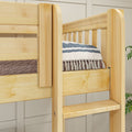 TRIO XL NS : Corner Loft Bunk Twin XL High Corner Loft Bunk with Left Angled Ladder + Right Straight Ladder on Front, Natural Birch Slats