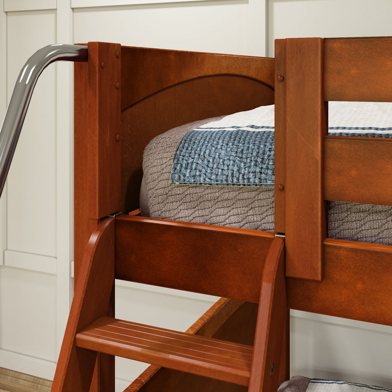 TRIPLET CP : Corner Loft Bunk Full High Corner Loft Bunk Bed, Panel, Chestnut