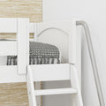 TRIUNITY XL WP : Corner Loft Bunk Twin XL over Full XL + Twin XL Medium Corner Loft Bunk with Angled Ladder and Stairs on Left, Panel, White