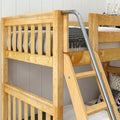 TROIKA NS : Corner Loft Bunk Twin High Corner Loft Bunk Bed with Ladder + Stairs - R, Slat, Natural