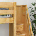 TROIKA NS : Corner Loft Bunk Twin High Corner Loft Bunk Bed with Ladder + Stairs - R, Slat, Natural