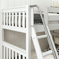 TROIKA XL WS : Corner Loft Bunk Twin XL High Corner Loft Bunk with Angled Ladder and Stairs on Right, Slat, White