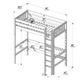 Uber JibJab NS : Loft Bed Twin Uber High Loft Bed with Straight Ladder on Front, Natural Birch Slats